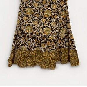 Kuhl Peasant Skirt Fall Brown Tan Floral Lined Cotton Ruffle Knee Length Sz 6